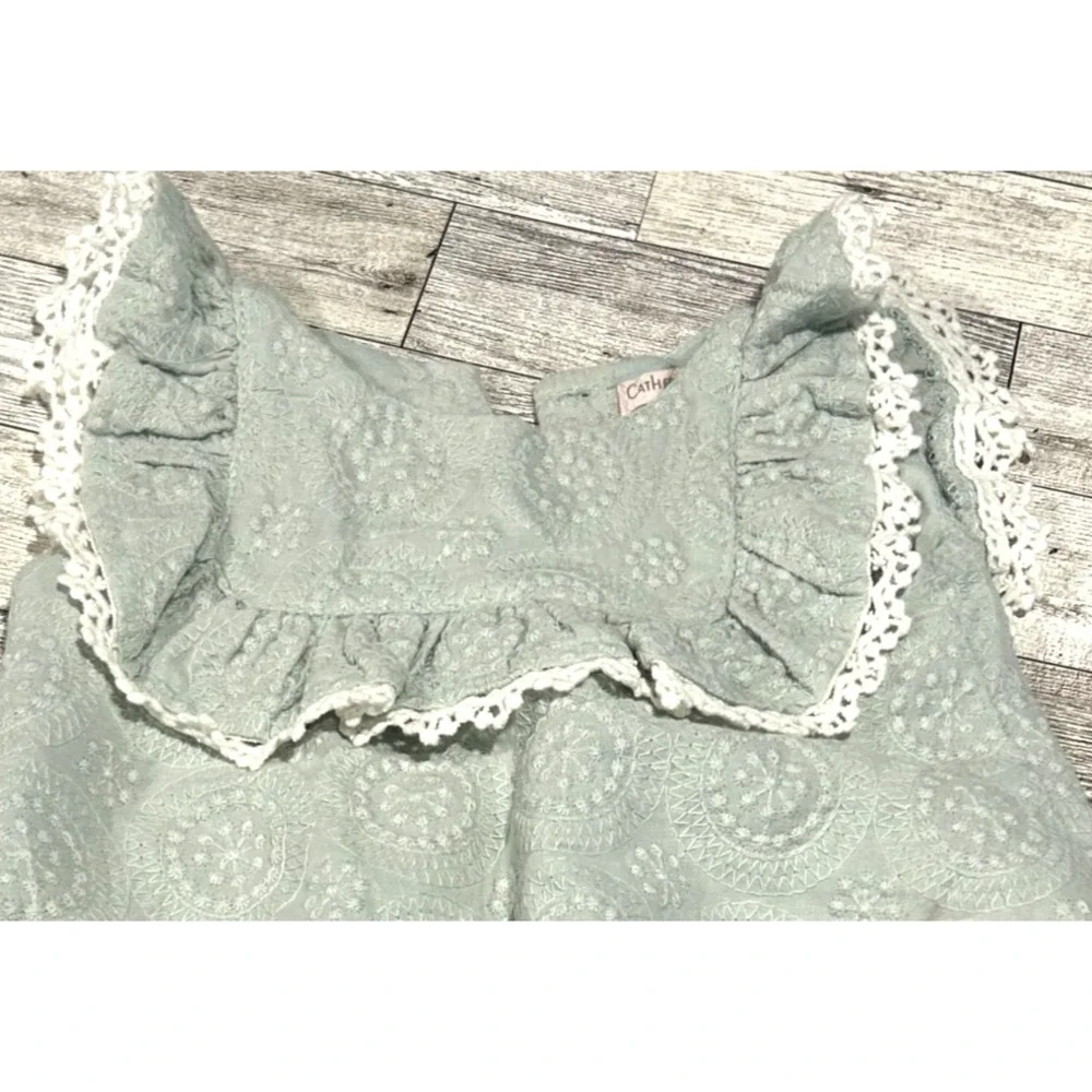 Catherine Malandrino Mini Baby Girl Blue One Piece Embroidered Romper 3-6 Months